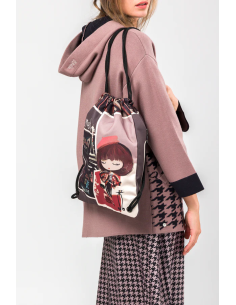 MOCHILA-SACO-TELA-ESTAMPADO-ASAS-CORDONES-MADEMOISELLE-ANEKKE 2