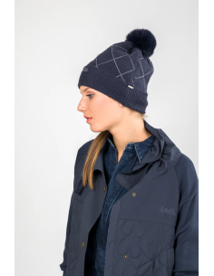 GORRO-AZUL-MARINO-DETALLES-PIEDRECITAS-POMP´PN-PELO-ANEKKE