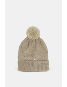 GORRO-BEIGE-DETALLES-PIEDRECITAS-POMP´PN-PELO-ANEKKE 2