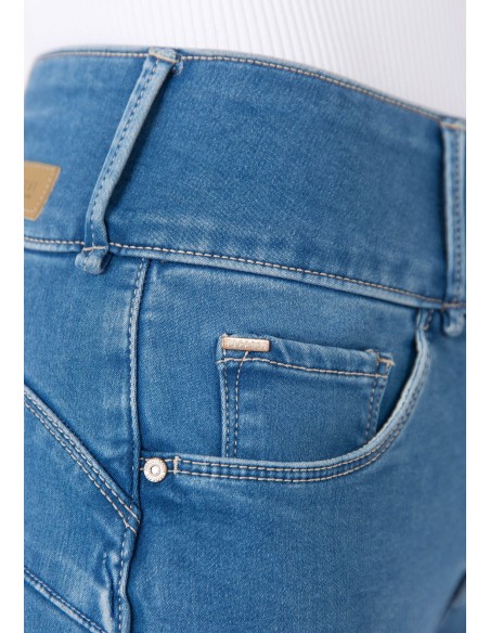 VAQUEROS-AZUL-MEDIO.TIRO-ALTO-AJUSTADOS-5-BOLSILLOS-DOBLE-UP-TIFFOSI