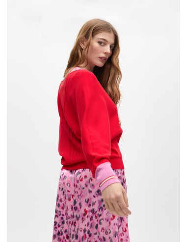 JERSEY-PICO-ROJO-DETALLES-ROSAS-CUELLO-PUÑOS-LOLA-CASADEMUNT