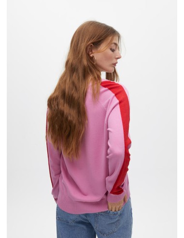 JERSEY-ROSA-DETALLE-ROJO-MANGAS-CUELLO-PICO-LOLA-CASADEMUNT