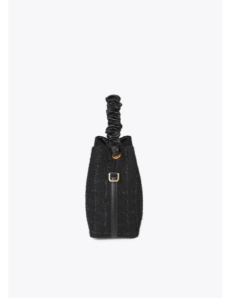 BOLSO-TWEED-NEGRO-LOGO-LEOPARDP-CIERRE-IMÁN-TIPO-SACO-CORDÓN-LOLA-CASADEMUNT