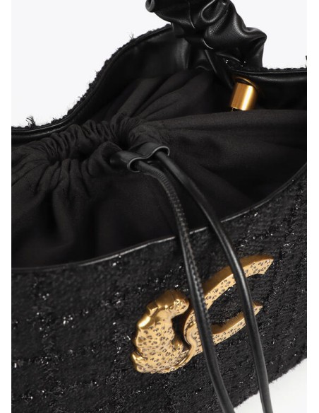 BOLSO-TWEED-NEGRO-LOGO-LEOPARDP-CIERRE-IMÁN-TIPO-SACO-CORDÓN-LOLA-CASADEMUNT