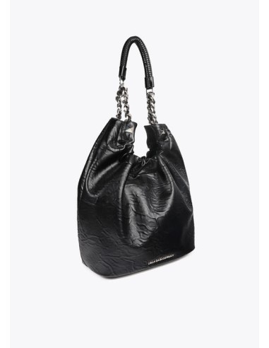 BOLSO-SHOPPER-NEGRO-EFECTO-PIEL-ARRUGADA-NEGRO-ASA-DOBLE-CADENA-LOLA-CASADEMUNT