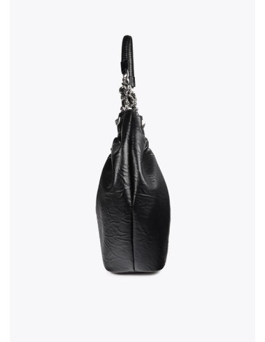 BOLSO-SHOPPER-NEGRO-EFECTO-PIEL-ARRUGADA-NEGRO-ASA-DOBLE-CADENA-LOLA-CASADEMUNT