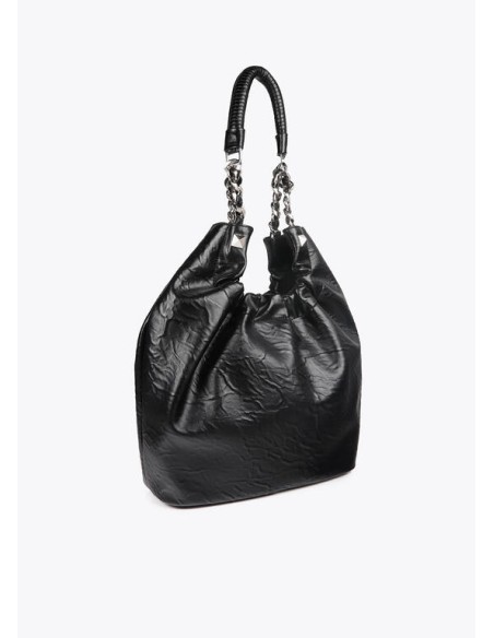 BOLSO-SHOPPER-NEGRO-EFECTO-PIEL-ARRUGADA-NEGRO-ASA-DOBLE-CADENA-LOLA-CASADEMUNT