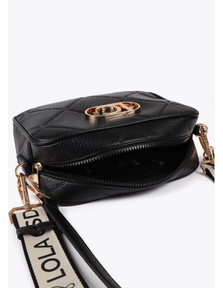 BANDOLERA-MONOGRAMA-ROMBOS-DOS-ASAS-REGULABLR-LOGO-DORADO-OVALADO-LOLA-CASADEMUNT