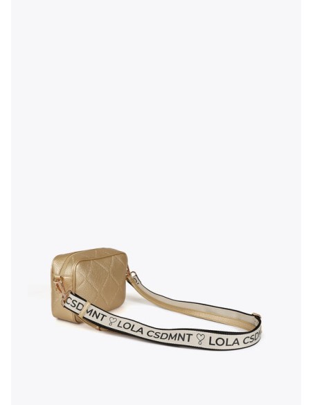 BANDOLERA-MONOGRAMA-ROMBOS-DOS-ASAS-REGULABLR-LOGO-DORADO-OVALADO-LOLA-CASADEMUNT