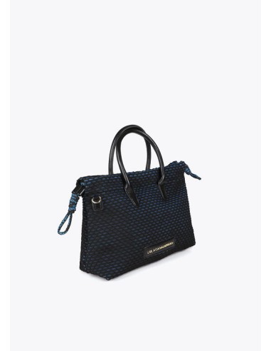 BOLSO-SHOPPER-REJILLA-BICOLOR-AZUL-NEGRO-DOS-ASAS-MANO-ASA-BANDOLERA-LOLA-CASADEMUNT