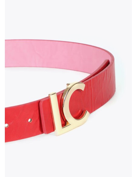 CINTURÓN-REVERSIBLE-NEGRO-CRUDO-ROJO-ROSA-HEBILLA-DORADA-LOGO-LOLA-CASADEMUNT
