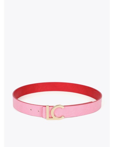 CINTURÓN-REVERSIBLE-NEGRO-CRUDO-ROJO-ROSA-HEBILLA-DORADA-LOGO-LOLA-CASADEMUNT