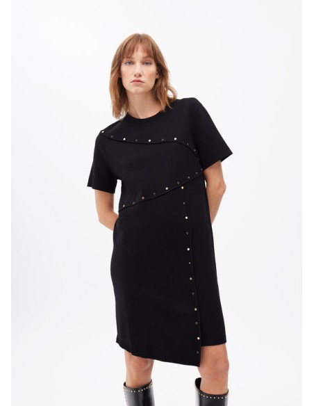 VESTIDO-CORTO-ASIMÉTRICO-TACHAS-CUELLO-REDONDO-MANGA-CORTA-LOLA-CASADEMUNT