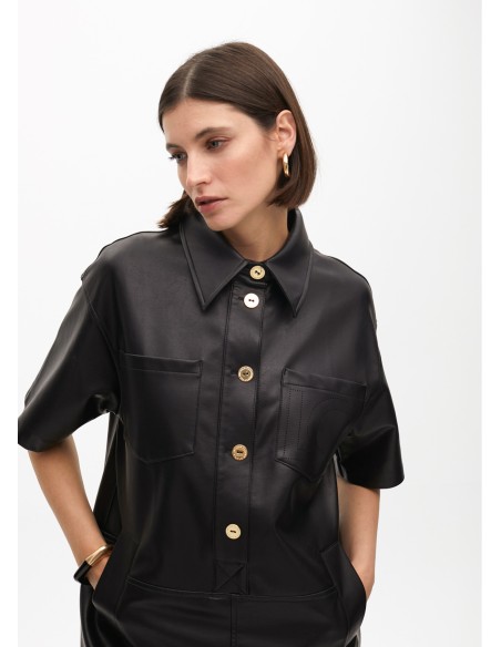 VESTIDO-MIDI-OVERSIZE-NEGTO-MANGA-CORTA-BOTONES-DORADOS-CUELLO-CLÁSICO-LOLA-CASADEMUNT