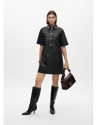 VESTIDO-MIDI-OVERSIZE-NEGTO-MANGA-CORTA-BOTONES-DORADOS-CUELLO-CLÁSICO-LOLA-CASADEMUNT