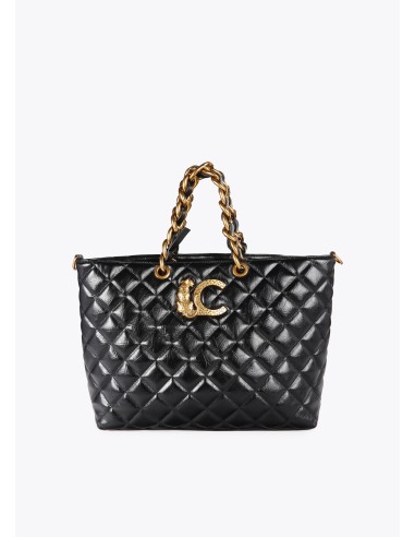 SHOPPER-NEGRO-ACOLCHADO-ASAS-MANO-COMBINADAS-ASA-BANDOLERA-EXTRAÍBLE-LOGO-DORADO-LEOPARDO-LOLA-CASADEMUNT
