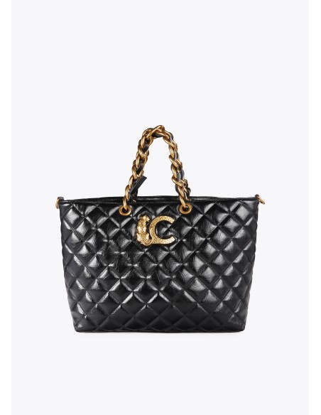 SHOPPER-NEGRO-ACOLCHADO-ASAS-MANO-COMBINADAS-ASA-BANDOLERA-EXTRAÍBLE-LOGO-DORADO-LEOPARDO-LOLA-CASADEMUNT