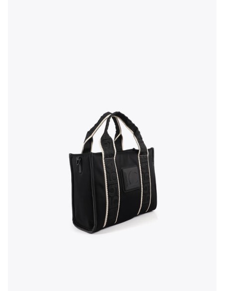 MINI-SHOPPER-TEJIDO-TIPO-NEOPRENO-DETALLES-CLAROS-ASAS-MANO-ASA-BANDOLERA-LOGO-SILICONA-AL-TONO-LOLA-CASADEMUNT