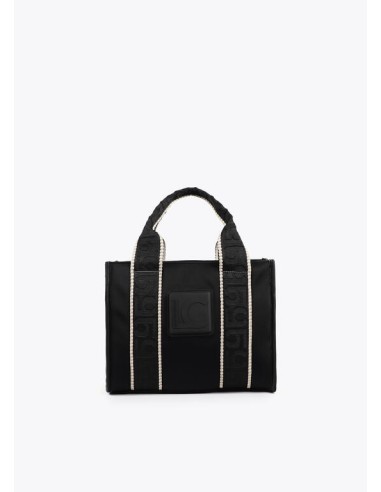 MINI-SHOPPER-TEJIDO-TIPO-NEOPRENO-DETALLES-CLAROS-ASAS-MANO-ASA-BANDOLERA-LOGO-SILICONA-AL-TONO-LOLA-CASADEMUNT