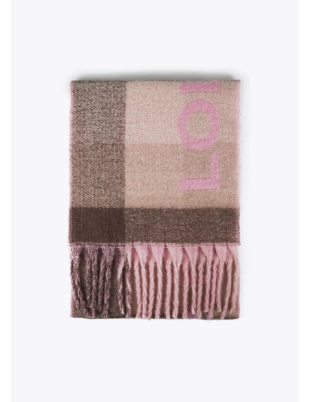 BUFANDA-CUADROS-COMBINACIÓN-COLORES-LOGO-GRANDE-FLECOSS-LOLA-CASADEMUNT