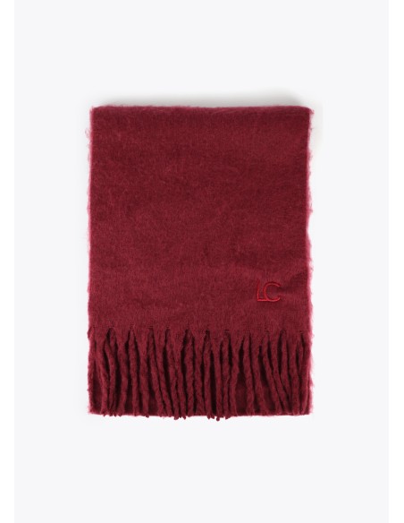 BUFANDA-LISA-MONOCOLOR-FLECOS-GRUESOS-LOGO-BORDADO-AL-TONO-LOLA-CASADEMUNT