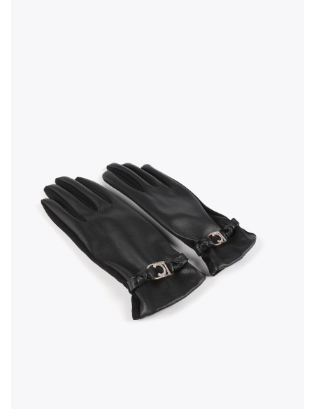 GUANTES-EFECTO-PIEL-DETALLE-PULSERA-AL-TONO-LOGO-OVALADO-BRILLANTITOS-LOLA-CASADEMUNT