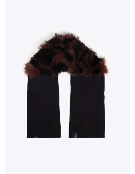 BUFANDA-COMBINADA-PUNTO-NEGRO-PELO-MARRÓN-NEGRO-LOLA-CASADEMUNT