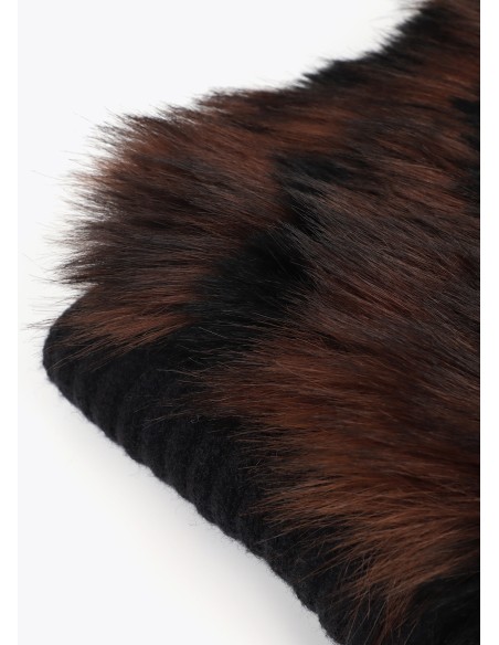 BUFANDA-COMBINADA-PUNTO-NEGRO-PELO-MARRÓN-NEGRO-LOLA-CASADEMUNT