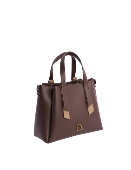 BOLSO-MARRÓN-DOS-ASAS-MANO-ASA-BANDOLERA-DETALLES-CONTRASTE-CIERRE-CREMALLERA-DON-ALGODÓN