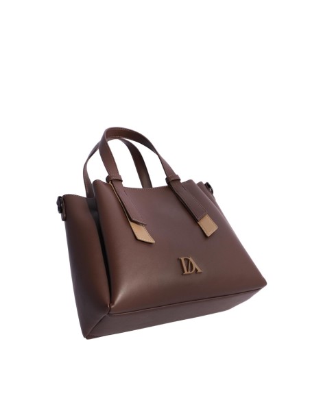 BOLSO-MARRÓN-DOS-ASAS-MANO-ASA-BANDOLERA-DETALLES-CONTRASTE-CIERRE-CREMALLERA-DON-ALGODÓN