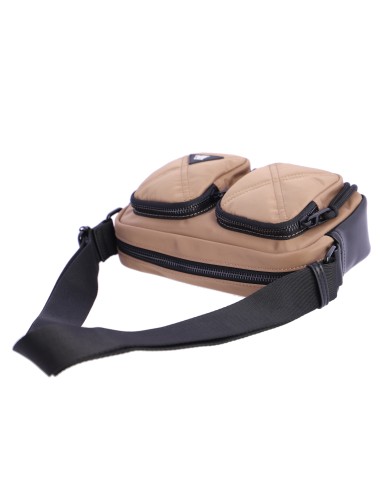 BANDOLERA-NYLON-CAMEL-VARIOS-COMPARTIMENTOS-DETALLES-NEGROS-ZARELA-DON-ALGODÓN