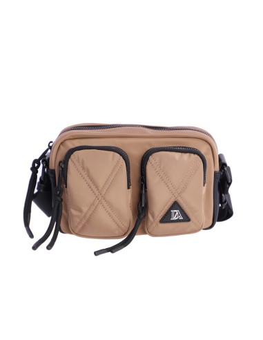 BANDOLERA-NYLON-CAMEL-VARIOS-COMPARTIMENTOS-DETALLES-NEGROS-ZARELA-DON-ALGODÓN