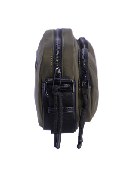 BANDOLERA-NYLON-KAKI-VARIOS-COMPARTIMENTOS-DETALLES-NEGROS-ZARELA-DON-ALGODÓN