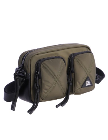 BANDOLERA-NYLON-KAKI-VARIOS-COMPARTIMENTOS-DETALLES-NEGROS-ZARELA-DON-ALGODÓN