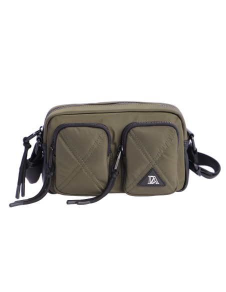 BANDOLERA-NYLON-KAKI-VARIOS-COMPARTIMENTOS-DETALLES-NEGROS-ZARELA-DON-ALGODÓN