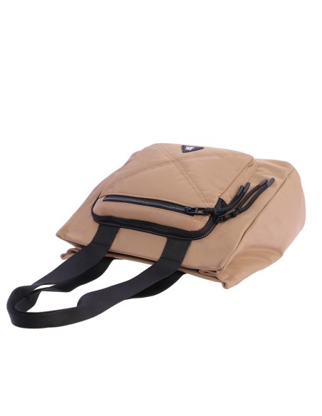 BOLSO-DOS-ASAS-HOMBRO-CAMEL-COMPARTIMENTOS-FRONTALES-TRASERO-DETALLES-NEGRO-DON-ALGODÓN