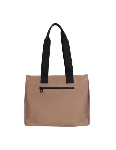 BOLSO-DOS-ASAS-HOMBRO-CAMEL-COMPARTIMENTOS-FRONTALES-TRASERO-DETALLES-NEGRO-DON-ALGODÓN