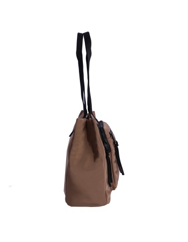 BOLSO-DOS-ASAS-HOMBRO-CAMEL-COMPARTIMENTOS-FRONTALES-TRASERO-DETALLES-NEGRO-DON-ALGODÓN