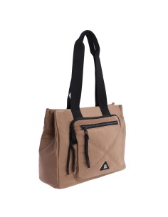 BOLSO-DOS-ASAS-HOMBRO-CAMEL-COMPARTIMENTOS-FRONTALES-TRASERO-DETALLES-NEGRO-DON-ALGODÓN 2