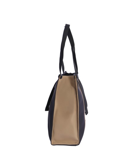 BOLSO-SHOPPER-NEGRO-CONBINADO-BEIGE-NYLON-ASAS-HOMBRO-ASA-BANDOLERA-TALINA-DON-ALGODÓN