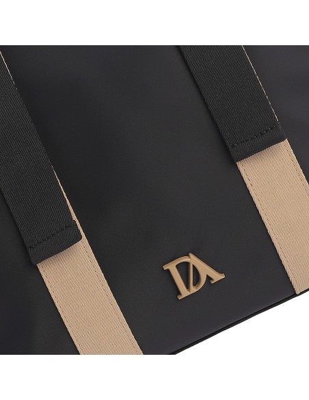 BOLSO-SHOPPER-NEGRO-CONBINADO-BEIGE-NYLON-ASAS-HOMBRO-ASA-BANDOLERA-TALINA-DON-ALGODÓN