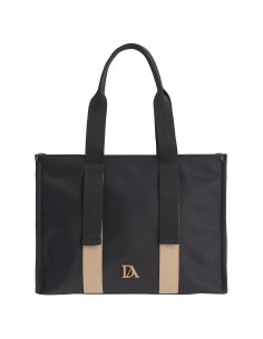 BOLSO-SHOPPER-NEGRO-CONBINADO-BEIGE-NYLON-ASAS-HOMBRO-ASA-BANDOLERA-TALINA-DON-ALGODÓN