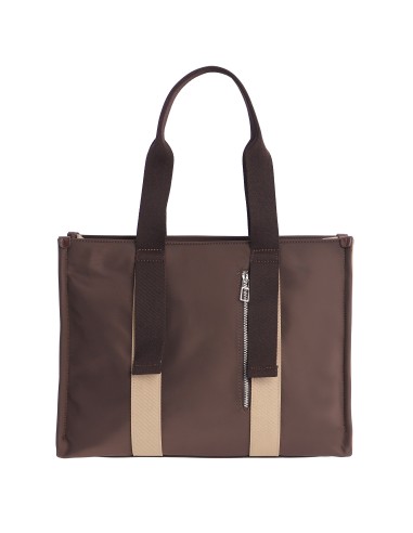 BOLSO-SHOPPER-MARRÓN-CONBINADO-BEIGE-NYLON-ASAS-HOMBRO-ASA-BANDOLERA-TALINA-DON-ALGODÓN
