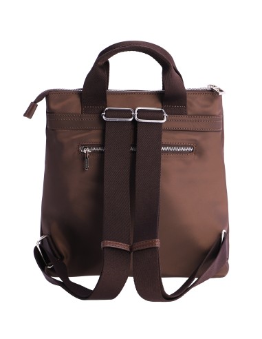 MOCHILA-MARRÓN-DETALLES-BEIGE-DOS-ASAS-MANO-ASAS-REGULABLES-TRASERAS-HELENA-DON-ALGODÓN