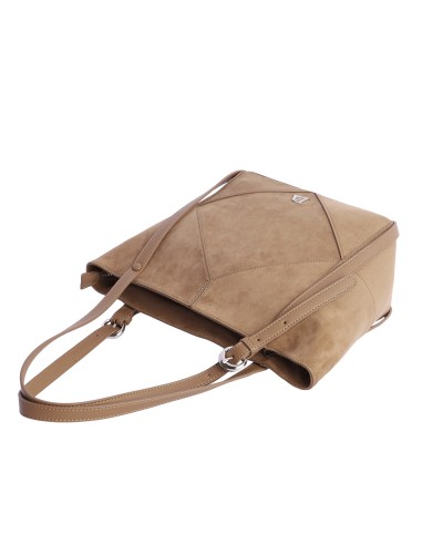 SHOPPER-ANTELINA-MARRÓN-TAUPE-ASAS-HOMBRO-CIERRE-CREMALLERA-REINA-DON-ALGODÓN