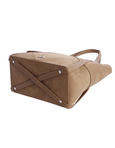SHOPPER-ANTELINA-MARRÓN-TAUPE-ASAS-HOMBRO-CIERRE-CREMALLERA-REINA-DON-ALGODÓN