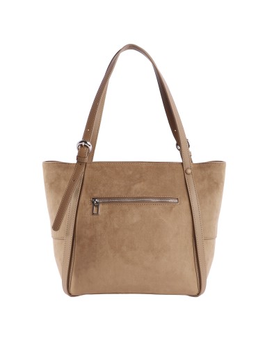 SHOPPER-ANTELINA-MARRÓN-TAUPE-ASAS-HOMBRO-CIERRE-CREMALLERA-REINA-DON-ALGODÓN
