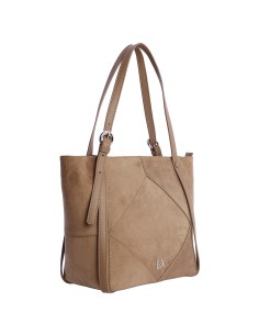 SHOPPER-ANTELINA-MARRÓN-TAUPE-ASAS-HOMBRO-CIERRE-CREMALLERA-REINA-DON-ALGODÓN 2