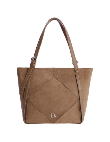 SHOPPER-ANTELINA-MARRÓN-TAUPE-ASAS-HOMBRO-CIERRE-CREMALLERA-REINA-DON-ALGODÓN