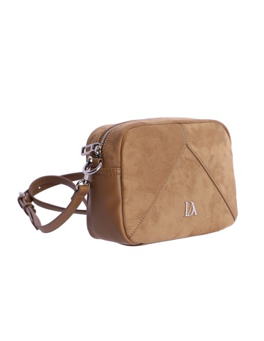 BANDOLERA-MARRÓN-TAUPE-ANTELINA-ASA-REGULABLE-LOGO-FRONTAL-CREMALLERA-TRASERA-DON-ALGODÓN